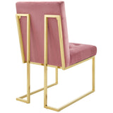 Privy Gold Stainless Steel Performance Velvet Dining Chair - Glam Deco & Stain-Resistant