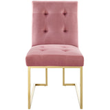 Privy Gold Stainless Steel Performance Velvet Dining Chair - Glam Deco & Stain-Resistant