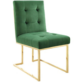 Privy Gold Stainless Steel Performance Velvet Dining Chair - Glam Deco & Stain-Resistant