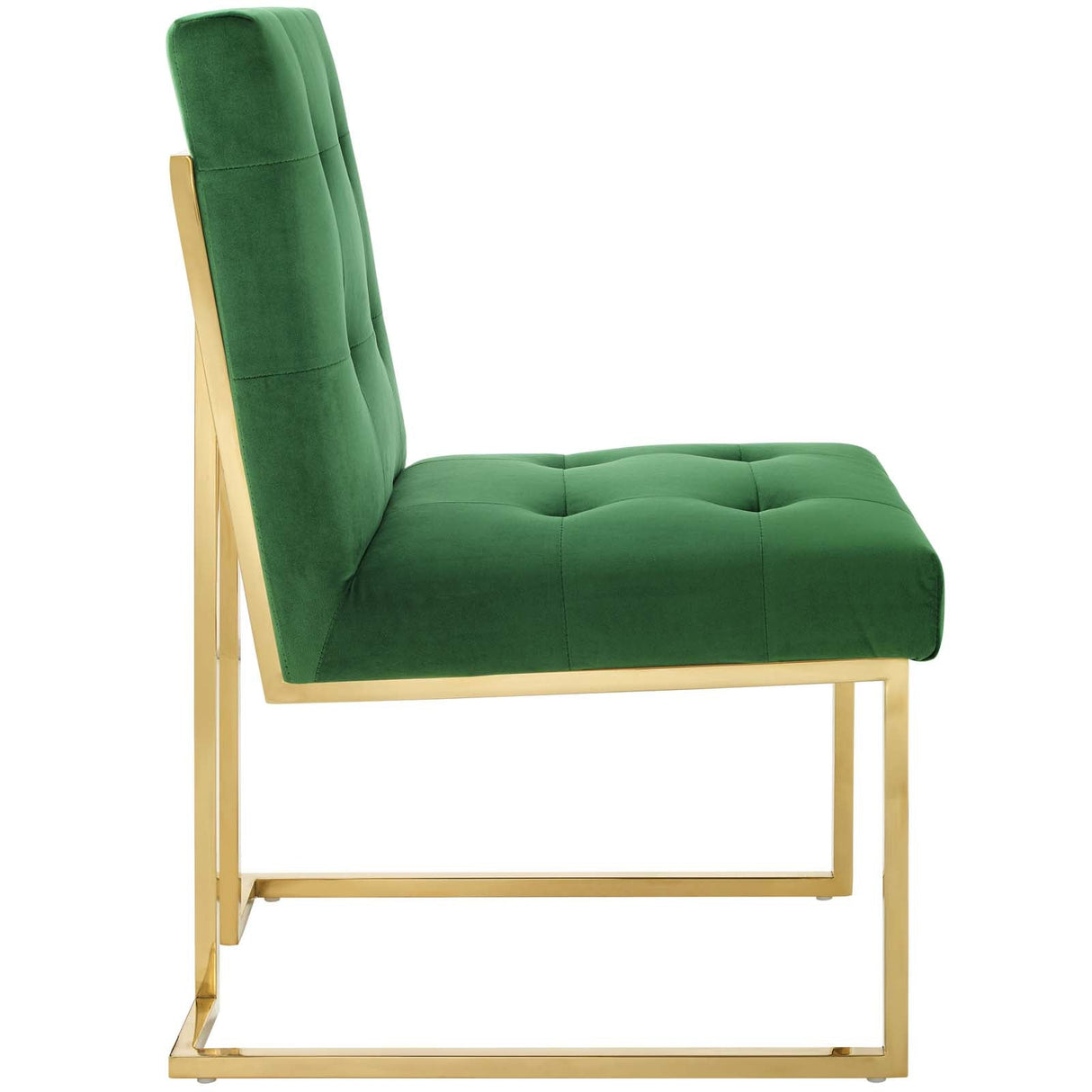 Privy Gold Stainless Steel Performance Velvet Dining Chair - Glam Deco & Stain-Resistant