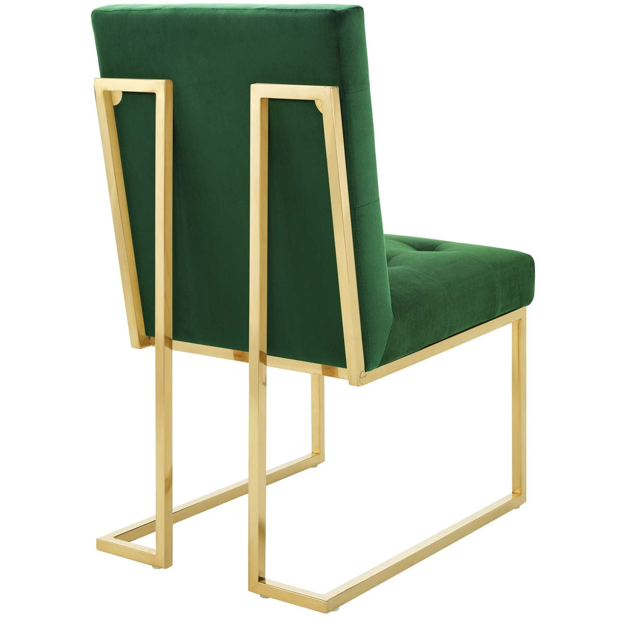 Privy Gold Stainless Steel Performance Velvet Dining Chair - Glam Deco & Stain-Resistant