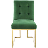 Privy Gold Stainless Steel Performance Velvet Dining Chair - Glam Deco & Stain-Resistant