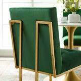 Privy Gold Stainless Steel Performance Velvet Dining Chair - Glam Deco & Stain-Resistant