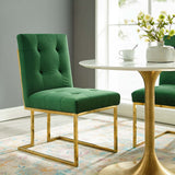Privy Gold Stainless Steel Performance Velvet Dining Chair - Glam Deco & Stain-Resistant