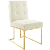 Privy Gold Stainless Steel Performance Velvet Dining Chair - Glam Deco & Stain-Resistant