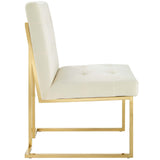 Privy Gold Stainless Steel Performance Velvet Dining Chair - Glam Deco & Stain-Resistant