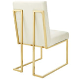 Privy Gold Stainless Steel Performance Velvet Dining Chair - Glam Deco & Stain-Resistant