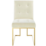 Privy Gold Stainless Steel Performance Velvet Dining Chair - Glam Deco & Stain-Resistant