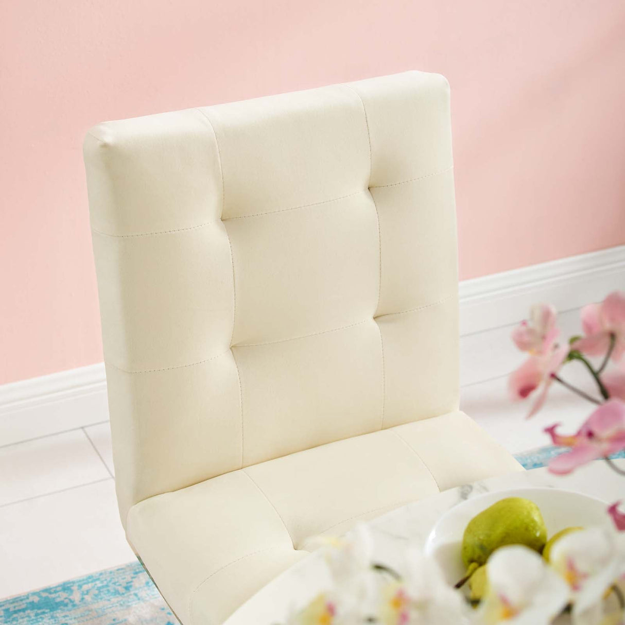 Privy Gold Stainless Steel Performance Velvet Dining Chair - Glam Deco & Stain-Resistant