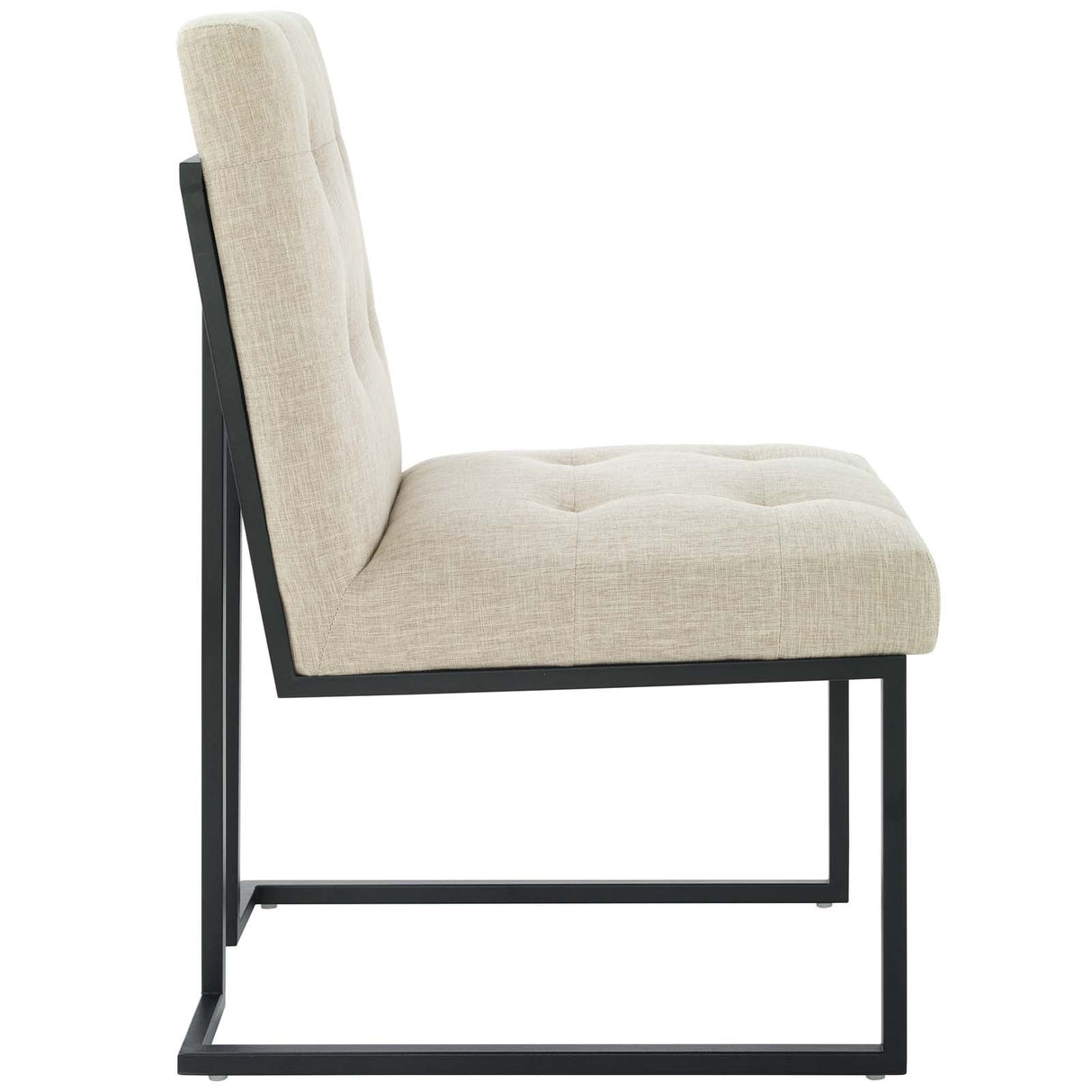 Privy Black Stainless Steel Upholstered Fabric Dining Chair - Glam Deco & Modern Kitchen Seating