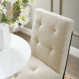 Privy Black Stainless Steel Upholstered Fabric Dining Chair - Glam Deco & Modern Kitchen Seating