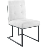 Privy Black Stainless Steel Upholstered Fabric Dining Chair - Glam Deco & Modern Kitchen Seating