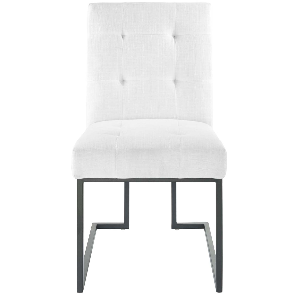 Privy Black Stainless Steel Upholstered Fabric Dining Chair - Glam Deco & Modern Kitchen Seating