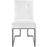 Privy Black Stainless Steel Upholstered Fabric Dining Chair - Glam Deco & Modern Kitchen Seating