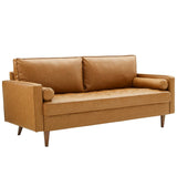 Valour Upholstered Faux Leather Sofa - Mid-Century Modern & Small Space Friendly