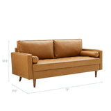 Valour Upholstered Faux Leather Sofa - Mid-Century Modern & Small Space Friendly
