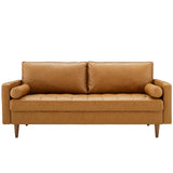 Valour Upholstered Faux Leather Sofa - Mid-Century Modern & Small Space Friendly