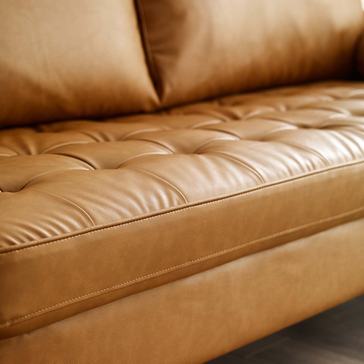 Valour Upholstered Faux Leather Sofa - Mid-Century Modern & Small Space Friendly