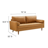 Valour Upholstered Faux Leather Sofa - Mid-Century Modern & Small Space Friendly