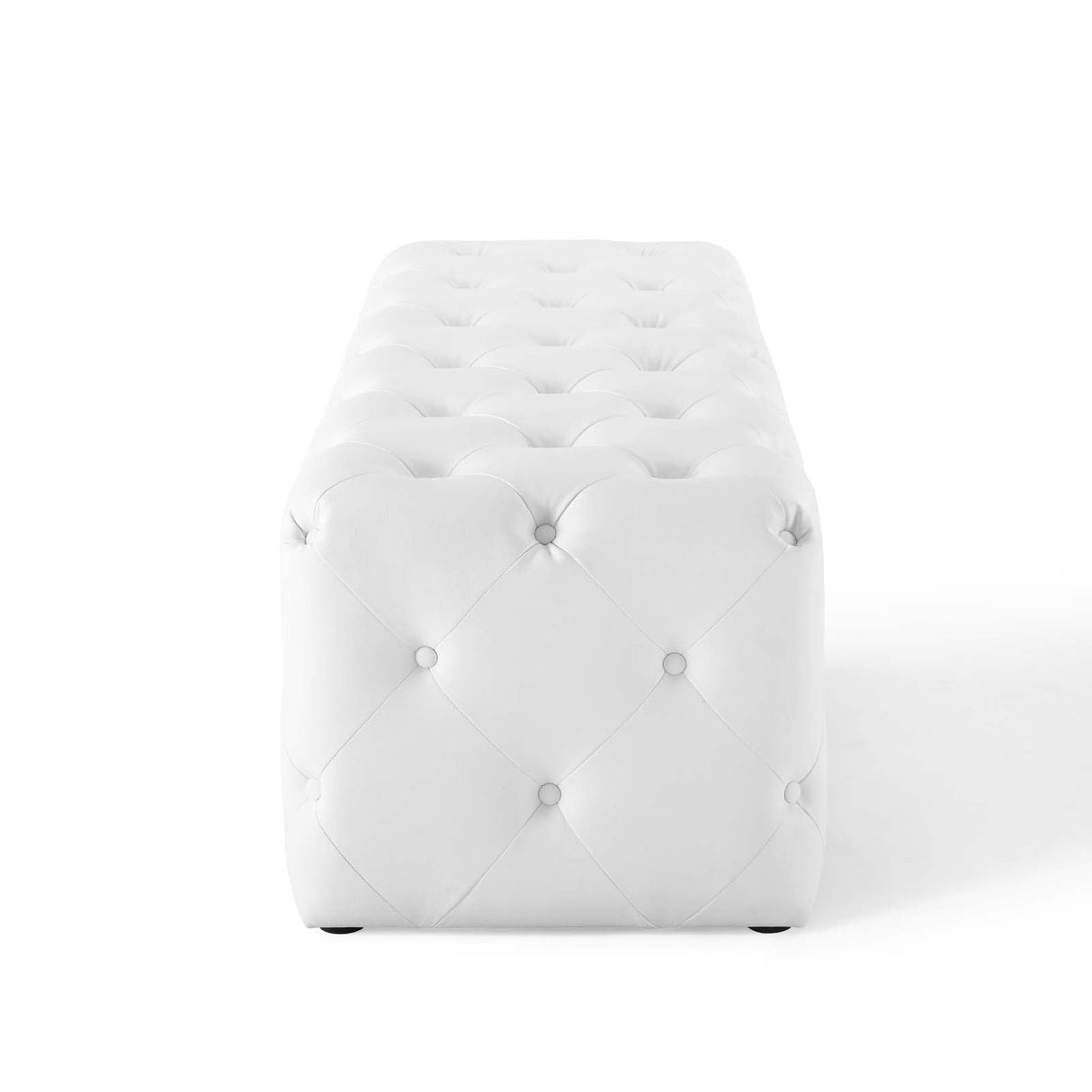 Amour 60" Tufted Button Entryway Faux Leather Bench - Modern Glamour & Hallway Accent Seating