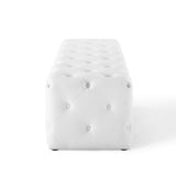 Amour 60" Tufted Button Entryway Faux Leather Bench - Modern Glamour & Hallway Accent Seating