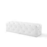 Amour 60" Tufted Button Entryway Faux Leather Bench - Modern Glamour & Hallway Accent Seating