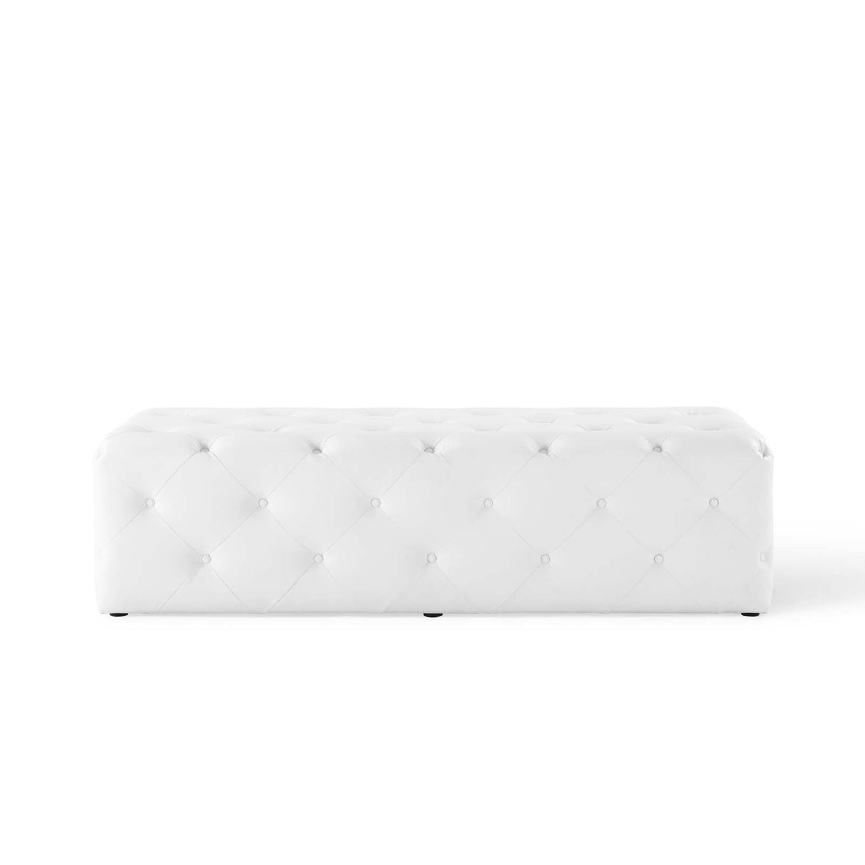 Amour 60" Tufted Button Entryway Faux Leather Bench - Modern Glamour & Hallway Accent Seating