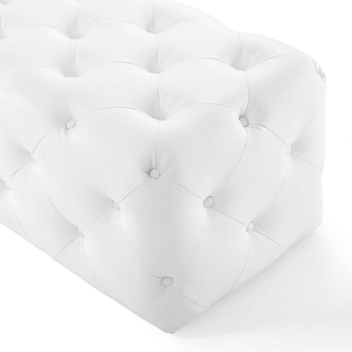 Amour 60" Tufted Button Entryway Faux Leather Bench - Modern Glamour & Hallway Accent Seating