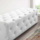 Amour 60" Tufted Button Entryway Faux Leather Bench - Modern Glamour & Hallway Accent Seating