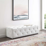Amour 60" Tufted Button Entryway Faux Leather Bench - Modern Glamour & Hallway Accent Seating