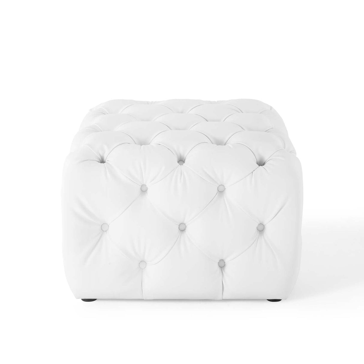 Amour Tufted Button Square Faux Leather Ottoman - Modern Glam & Versatile Footstool