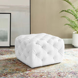 Amour Tufted Button Square Faux Leather Ottoman - Modern Glam & Versatile Footstool