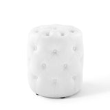 Amour Tufted Button Round Faux Leather Ottoman - Glam Deco & Versatile Footstool