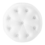 Amour Tufted Button Round Faux Leather Ottoman - Glam Deco & Versatile Footstool