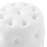 Amour Tufted Button Round Faux Leather Ottoman - Glam Deco & Versatile Footstool