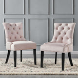 Regent Tufted Performance Velvet Dining Side Chairs - Set of 2 - French Vintage & Stain-Resistant