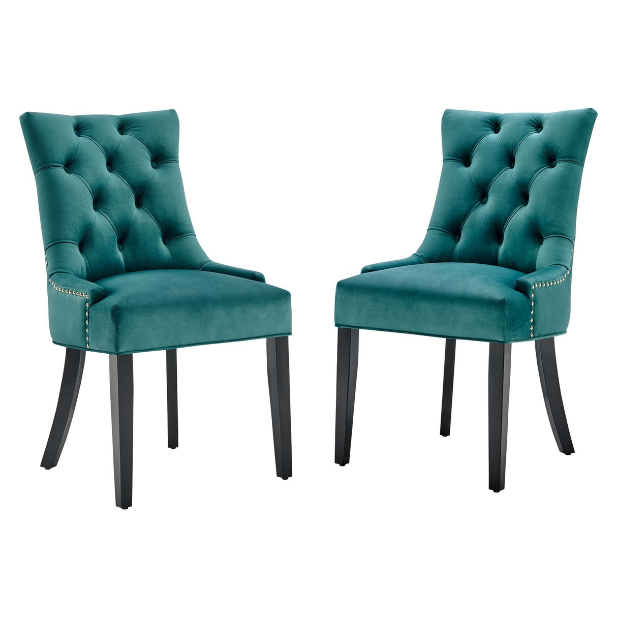 Regent Tufted Performance Velvet Dining Side Chairs - Set of 2 - French Vintage & Stain-Resistant