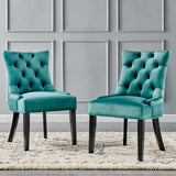 Regent Tufted Performance Velvet Dining Side Chairs - Set of 2 - French Vintage & Stain-Resistant
