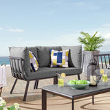 Riverside 2 Piece Outdoor Patio Aluminum Sectional Sofa Set - Coastal Modern & Weather-Resistant