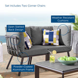 Riverside 2 Piece Outdoor Patio Aluminum Sectional Sofa Set - Coastal Modern & Weather-Resistant