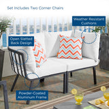 Riverside 2 Piece Outdoor Patio Aluminum Sectional Sofa Set - Coastal Modern & Weather-Resistant