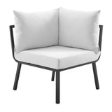 Riverside 2 Piece Outdoor Patio Aluminum Sectional Sofa Set - Coastal Modern & Weather-Resistant