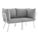 Riverside 2 Piece Outdoor Patio Aluminum Sectional Sofa Set - Coastal Modern & Weather-Resistant