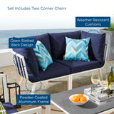 Riverside 2 Piece Outdoor Patio Aluminum Sectional Sofa Set - Coastal Modern & Weather-Resistant