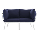 Riverside 2 Piece Outdoor Patio Aluminum Sectional Sofa Set - Coastal Modern & Weather-Resistant