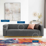 Charisma Channel Tufted Performance Velvet Living Room Sofa