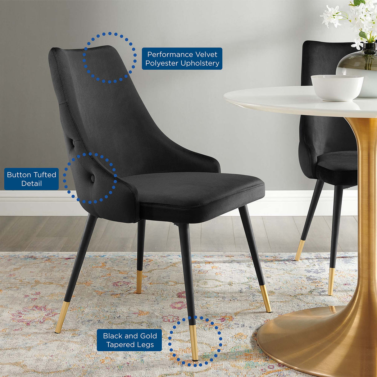 Adorn Tufted Performance Velvet Dining Side Chair - Glam Deco & Stain-Resistant