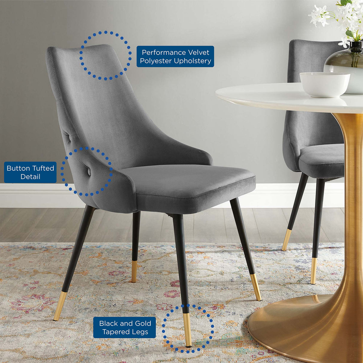 Adorn Tufted Performance Velvet Dining Side Chair - Glam Deco & Stain-Resistant