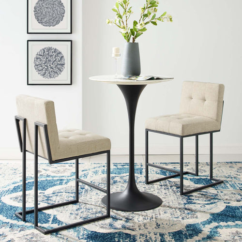 Privy Stainless Steel Upholstered Fabric Counter Stool Set of 2
