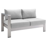 Shore Sunbrella® Fabric Aluminum Outdoor Patio Left-Arm Loveseat